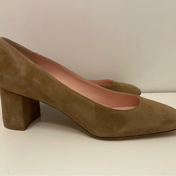 Kate Spade Suede Block Heel Pumps in Tan, Light Brown - Picture 6 of 10